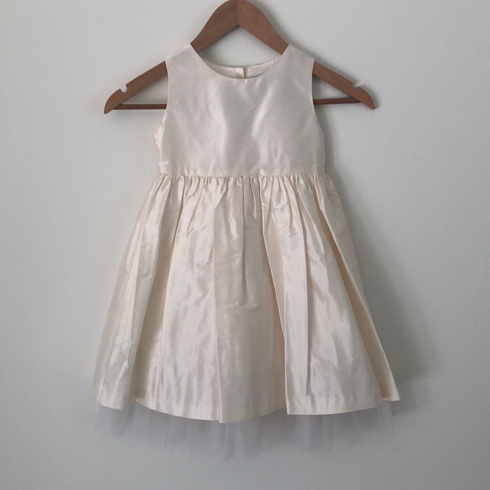 Sleeveless Ivory Silk Flower Girl Dress